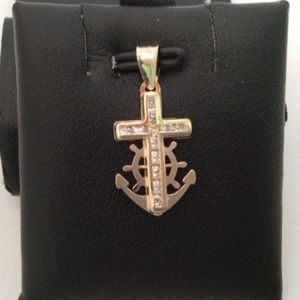 10k Real  GOLD ANCHOR BABY CROSS Pendant .4gr